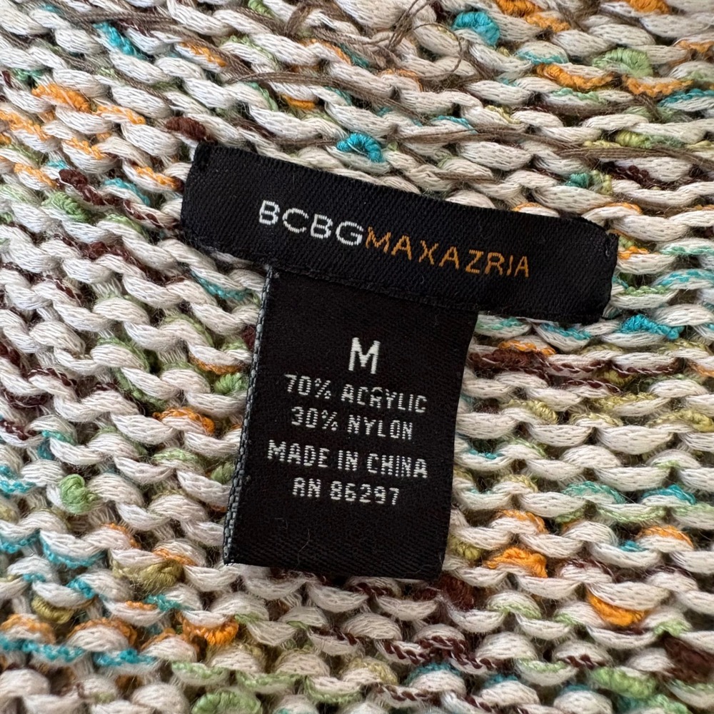 BCBGMAXAZRIA Y2K Beaded V-Neck Space Dye Knit Mini Dress Multi Color M Boho - Picture 4 of 11
